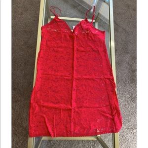 Red lace slip